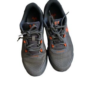 Under Armour Men's Dark Gray Athletic Sneakers with Orange Accents